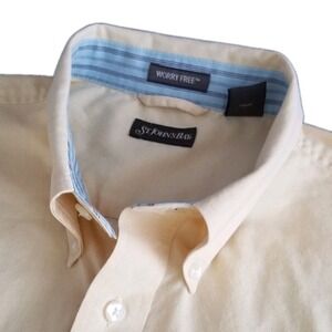 St. John's Bay Dress Shirt Men Medium Yellow Excellent Short Sleeve Button Down